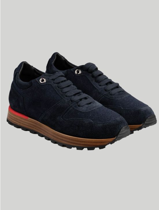 Isaia Isaia Blue Navy Cashmere Leather Suede Sneakers Blue Navy 000