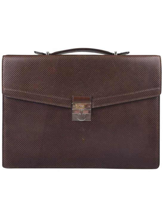 Kiton KITON Brown Leather Calfskin Briefcase Brown 000