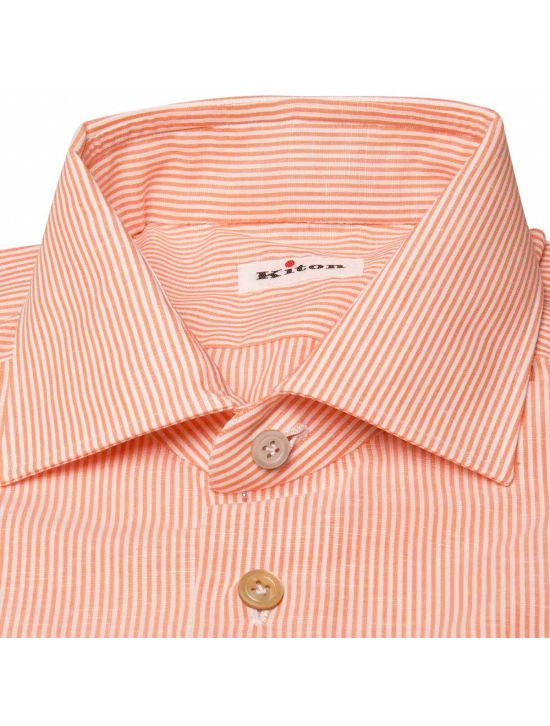 Kiton KITON Orange White Cotton Linen Shirt Orange/White 001