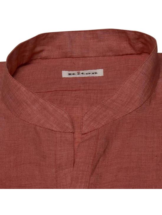 Kiton KITON Red Linen Korean Shirt Red 001