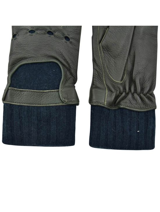 Kiton KITON Green Leather Deerskin Cashmere Gloves Green 001