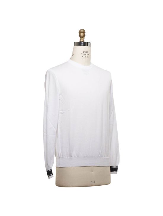 Kiton KITON White Black Cotton Sweater White/Black 001