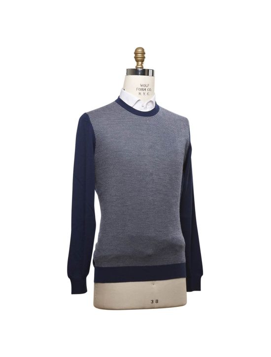 Kiton KITON Blue White Cashmere Silk Sweater Blue/White 001