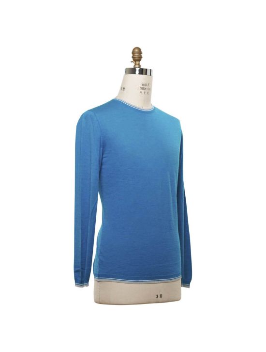 Kiton KITON Blue Silk Linen Sweater Crewneck Blue 001