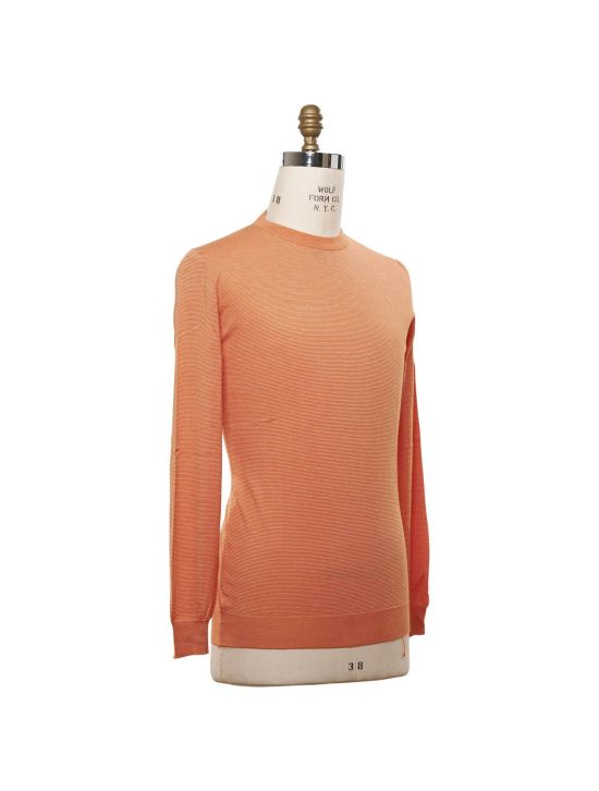 Kiton KITON Orange White Cotton Sweater Crewneck Orange/White 001