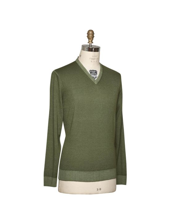 Kiton KITON Green Cashmere Sweater V-Neck Green 001