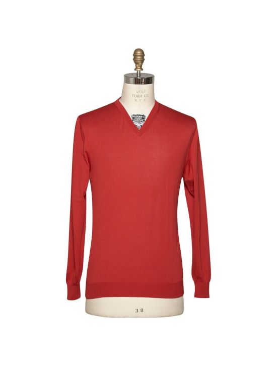 Kiton KITON Red Silk Sweater V-Neck Red 000