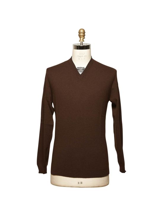 Kiton KITON Brown Wool Sweater V-Neck Brown 000