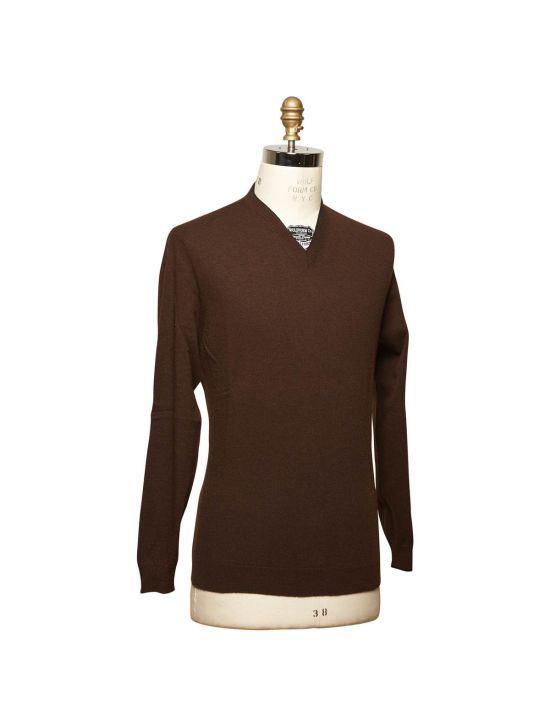 Kiton KITON Brown Wool Sweater V-Neck Brown 001