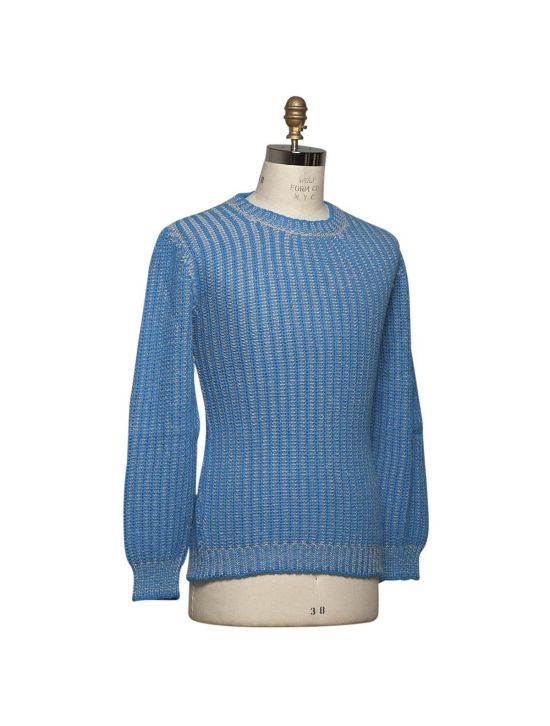 Kiton KITON Light Blue Gray Cashmere Sweater Crewneck Light Blue/Gray 001