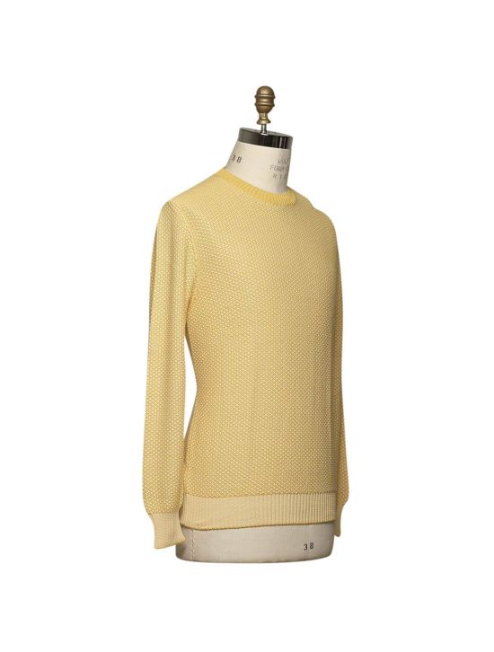Kiton KITON Yewllow White Cotton Sweater Crewneck Yellow/White 001