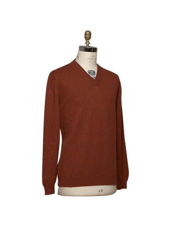 Kiton KITON Orange Cashmere Sweater V-Neck Orange 001