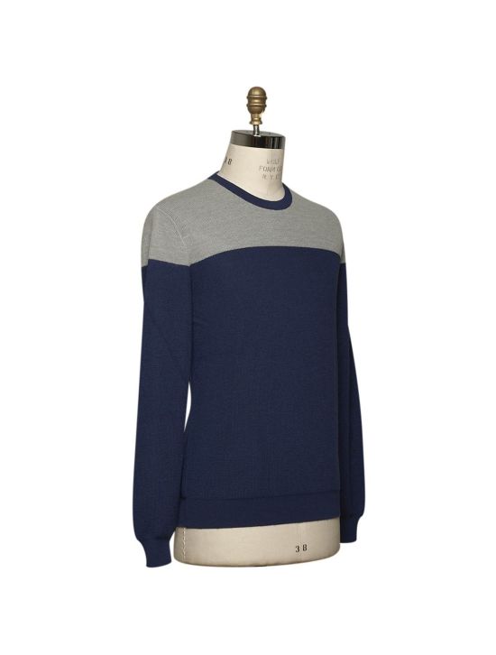 Kiton KITON Gray Blue Cashmere Silk Sweater Crewneck Blue/Gray 001