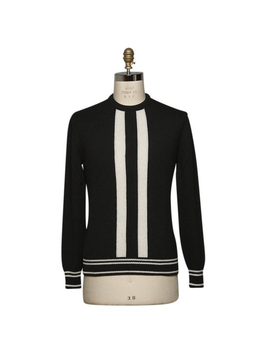 Kiton KITON Black White Cashmere Sweater Crewneck Black/White 000