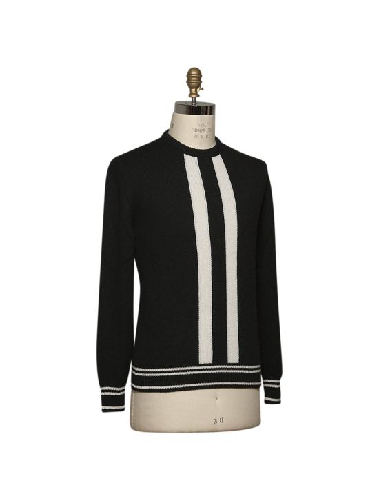 Kiton KITON Black White Cashmere Sweater Crewneck Black/White 001