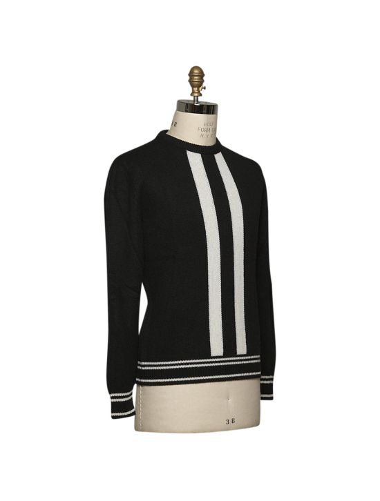 Kiton KITON Black White Cashmere Sweater Crewneck Black/White 001