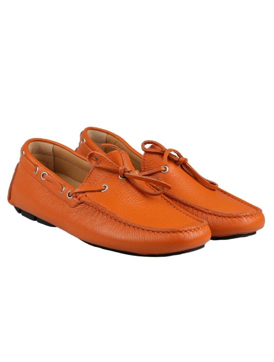 Kiton Kiton Orange Leather Loafers Orange 000