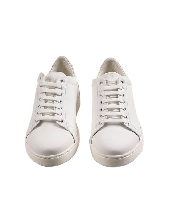 Kiton KITON White Leather Crocodile Sneakers Shoes White 001
