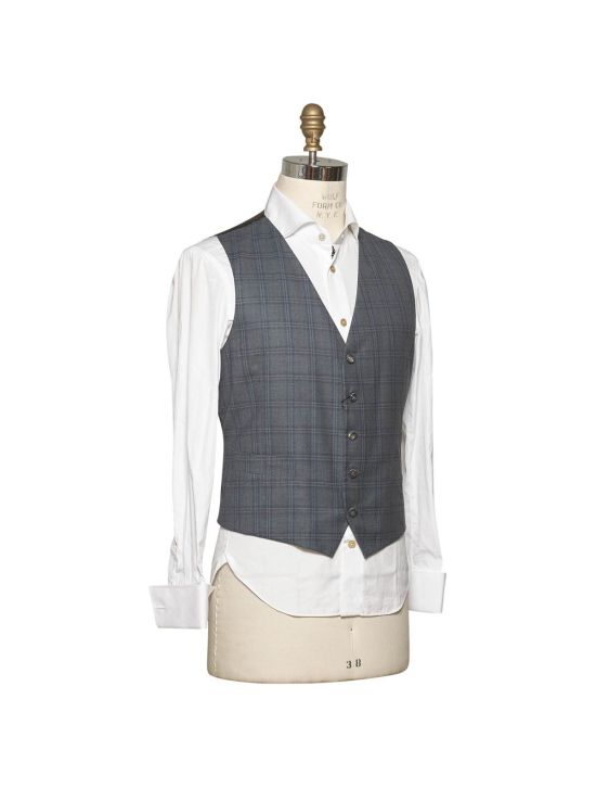 Kiton KITON Gray Blue Wool Vest Gray/Blue 001