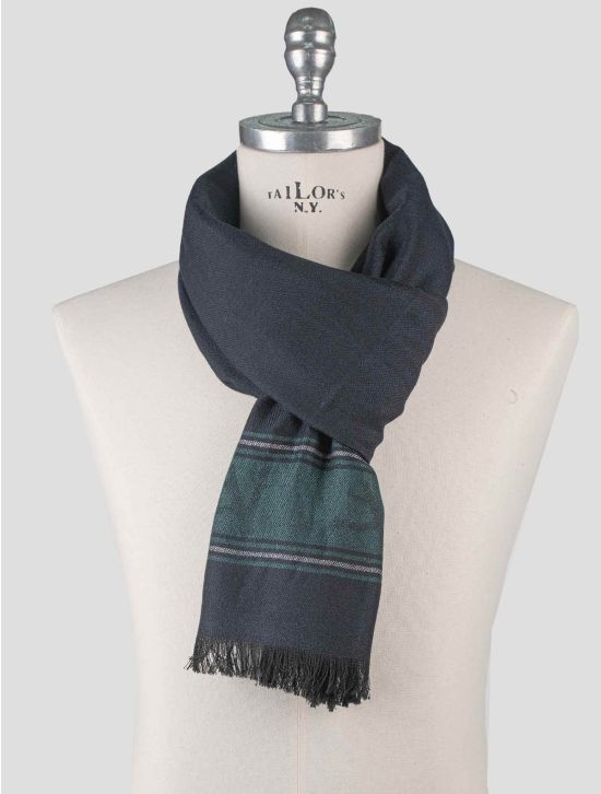 Isaia Isaia Blue Green Cashmere Scarf Blue / Green 000