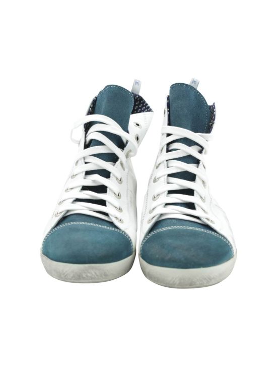 FEFÈ Glamour Pochette Fefè Blue White Leather Sneakers White/Blue 001