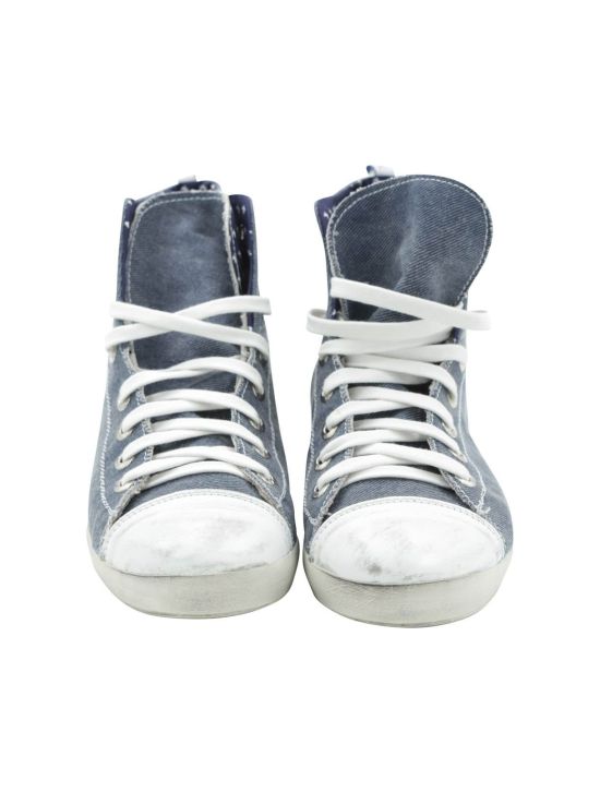 FEFÈ Glamour Pochette Fefè Blue White Cotton Leather Sneakers Blue/White 001