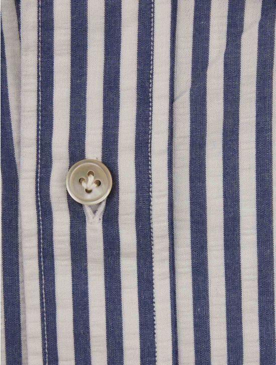 Luigi Borrelli Luigi Borrelli Blue White Cotton Shirt Blue / White 001