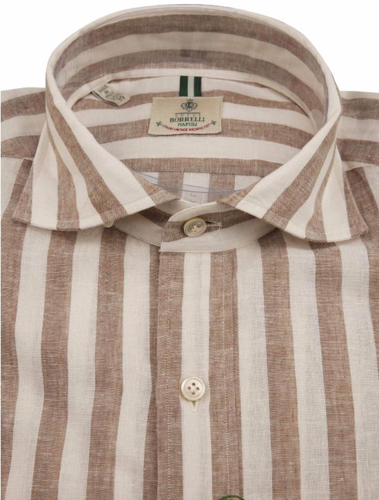 Luigi Borrelli Luigi Borrelli Brown Linen Cotton Shirt Brown 001