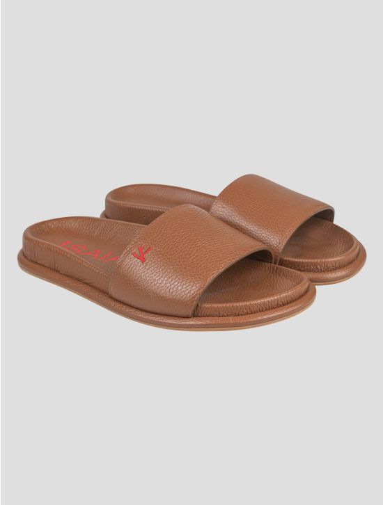 Isaia Isaia Brown Leather Sandals Brown 000