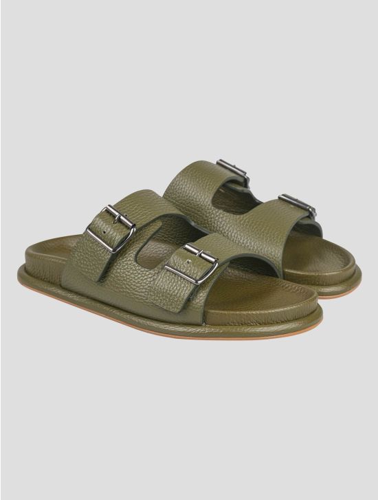 Isaia Isaia Green Leather Sandals Green 000