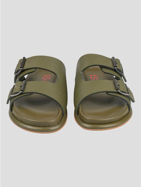 Isaia Isaia Green Leather Sandals Green 001