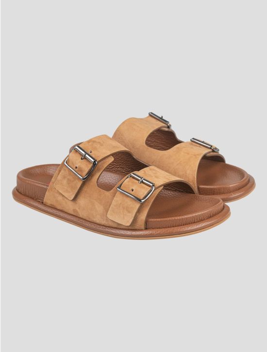 Isaia Isaia Brown Leather Suede Leather Sandals Brown 000
