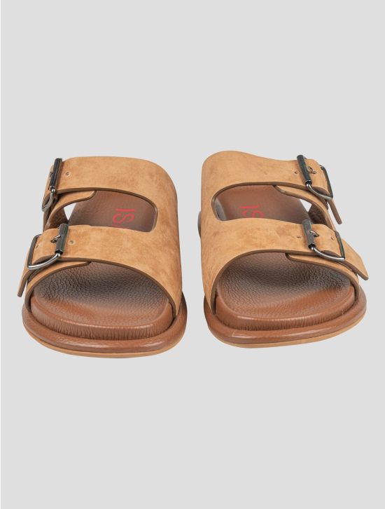 Isaia Isaia Brown Leather Suede Leather Sandals Brown 001
