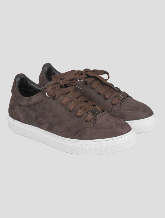Isaia Isaia Brown Leather Suede Sneakers Shoes Brown 000