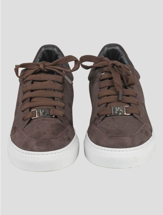 Isaia Isaia Brown Leather Suede Sneakers Shoes Brown 001