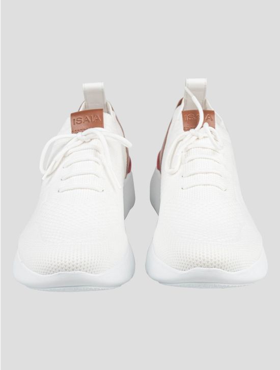 Isaia Isaia White Cotton Sneakers Shoes White 001