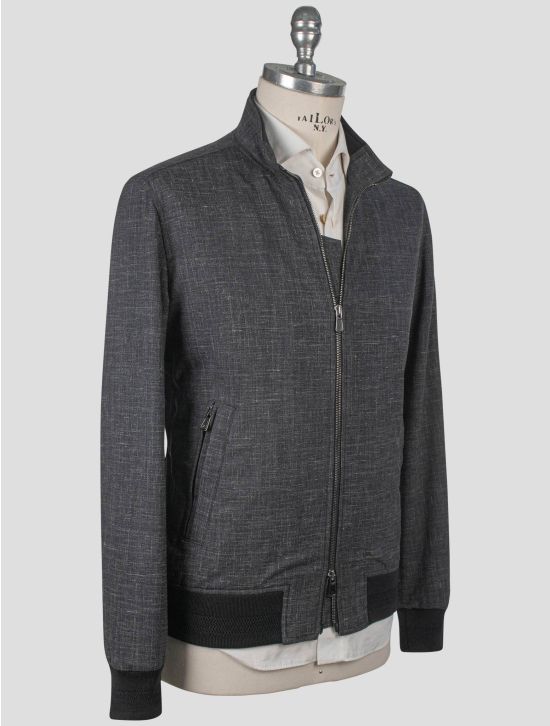 Isaia Isaia Gray Wool Pl Silk Linen Coat Gray 001