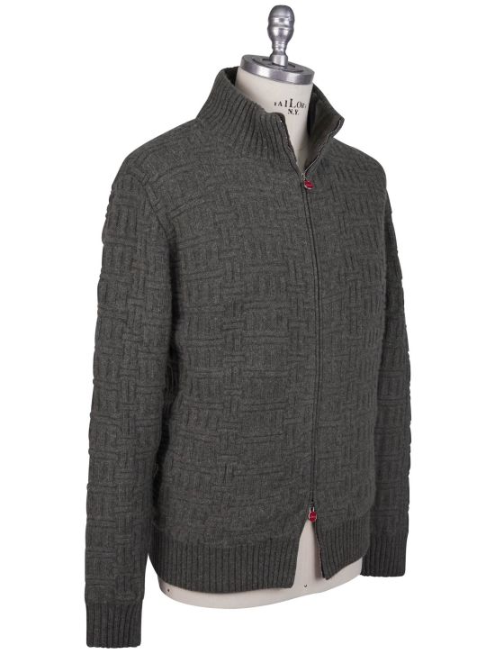 Kiton Kiton Green Cashmere Mink Fur Sweater Full Zip Green 001