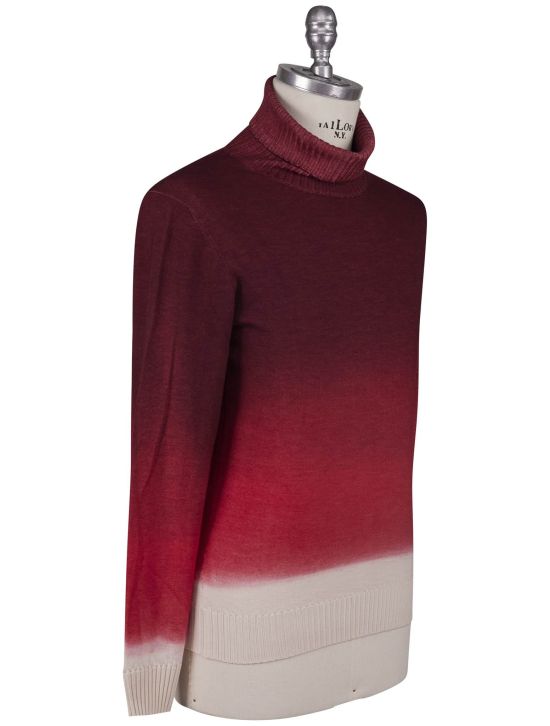 Kiton Kiton Red White Cashmere Silk Sweater Turtleneck Red / White 001