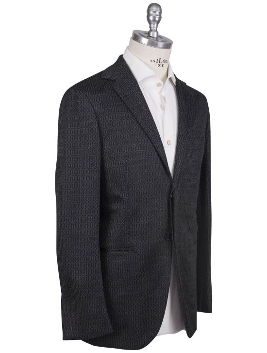 KNT Kiton Knt Black Gray Wool Cashmere Pl Suit Black / Gray 001