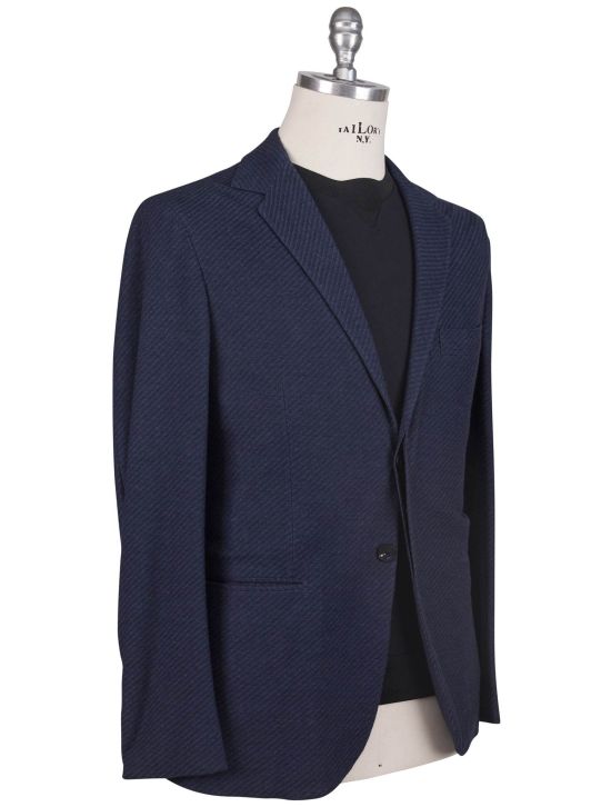KNT Kiton Knt Blue Cotton Cashmere Silk Suit Blue 001