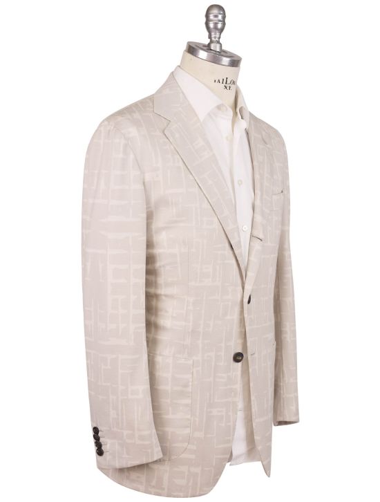 KNT Kiton Knt White Wool Suit Beige 001