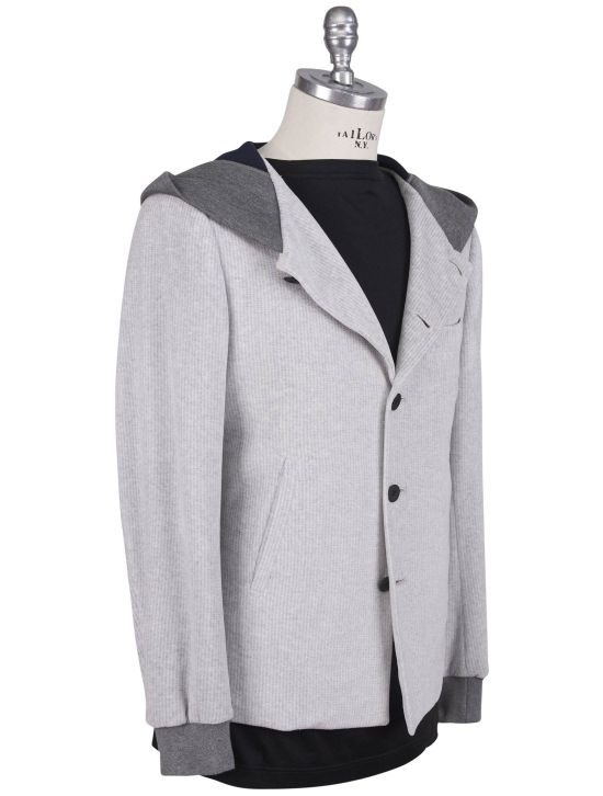 KNT Kiton Knt Gray White Cotton Pl Suit Gray / White 001