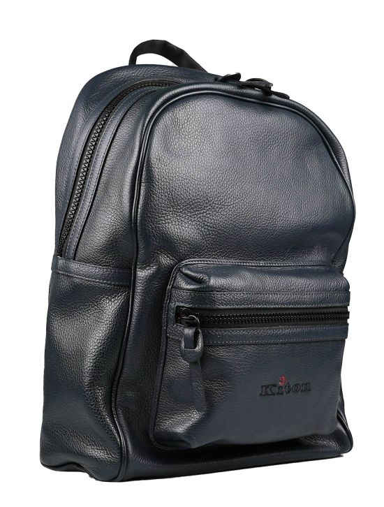 Kiton Kiton Blue Leather Backpack Blue 001