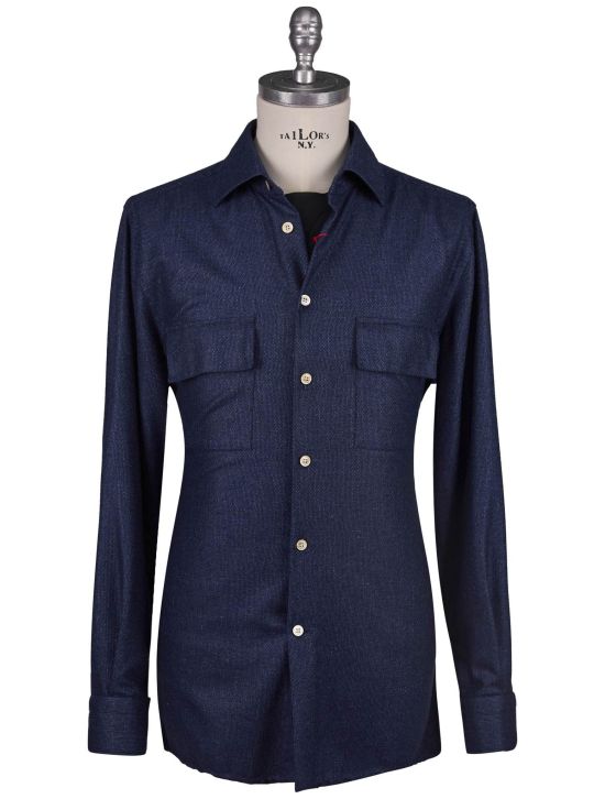 Kiton Kiton Blue Cashmere Silk Linen Shirt Blue 000