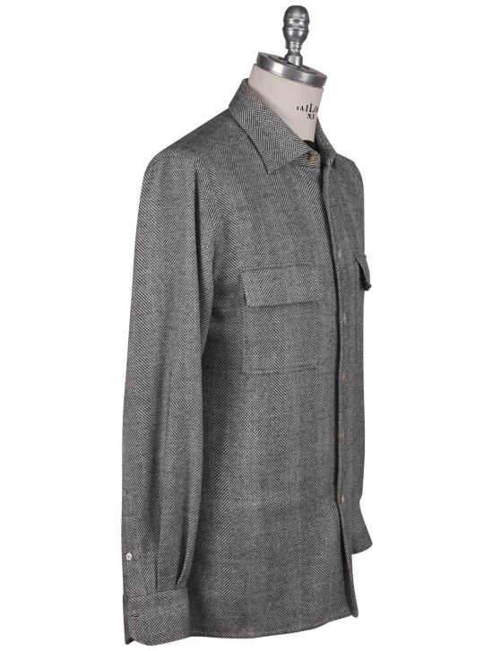 Kiton Kiton Gray Cashmere Virgin Wool Silk Linen Overshirt Gray 001