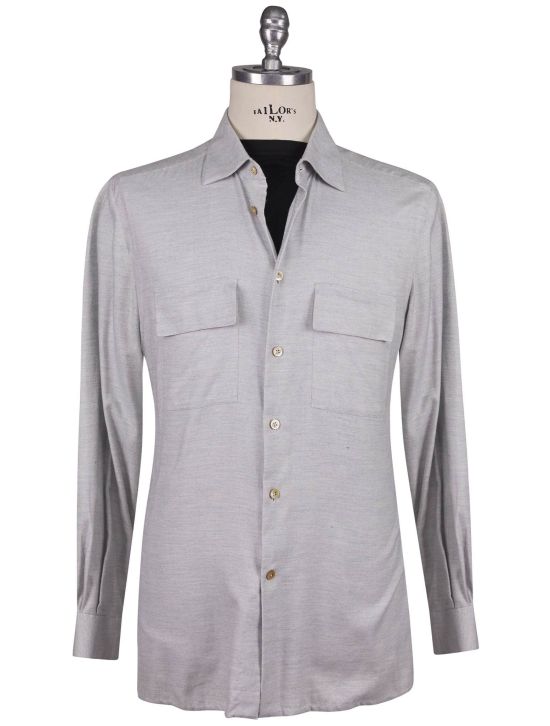 Kiton Kiton Gray Cotton Lyocell Shirt Gray 000