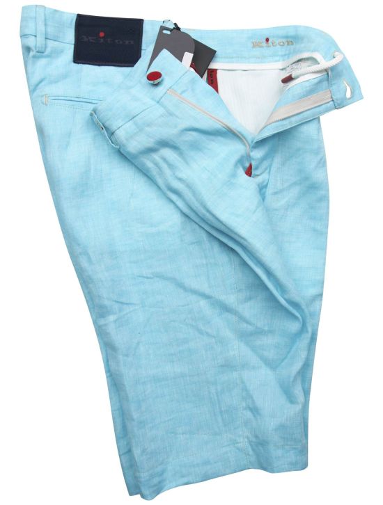 Kiton Kiton Light Blue Linen Short Pants Light Blue 001