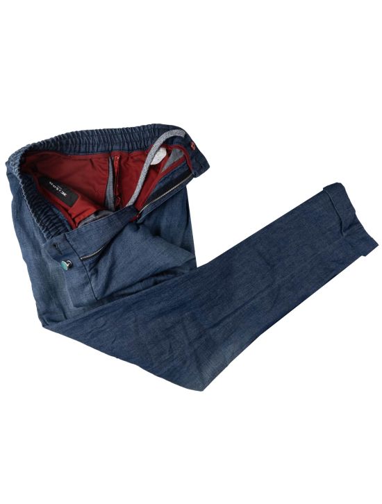Kiton Kiton Blue Cotton Linen Pants Blue 001