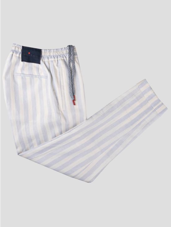 Kiton Kiton White Light Blue Linen Pl Ea Pants White / Light Blue 000